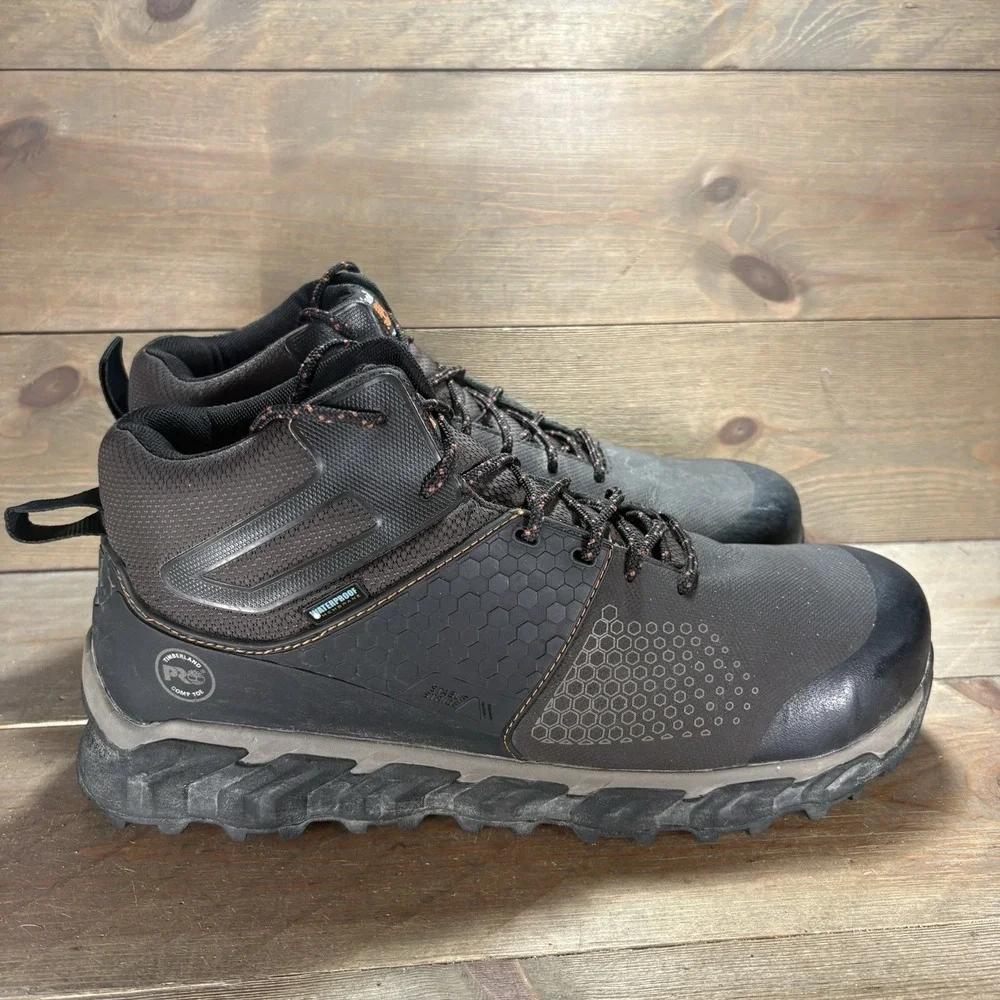 timberland pro ridgework mens size 12 shoes brown waterproof steel toe work boot
